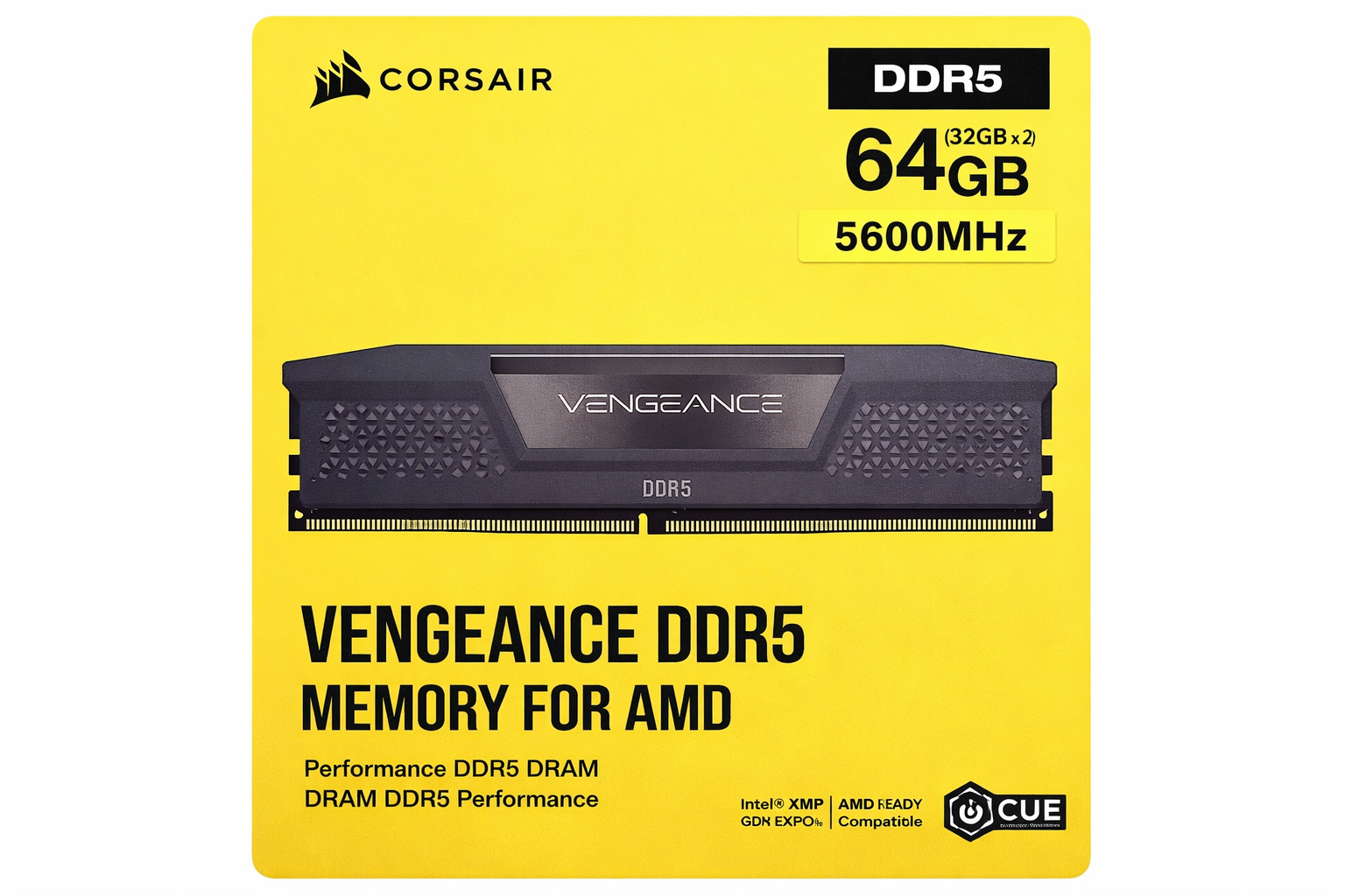 CORSAIR VENGEANCE® 64GB 2x32GB DDR5 DRAM 5600MTs CL40 Memory Kit Black - Tech Spot CORSAIR VENGEANCE® 64GB (2x32GB) DDR5 DRAM 5600MTs CL40 Memory Kit — Black